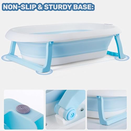 Safe-O-Kid All-in-One Foldable Baby Bathtub – Lightweight, BPA-Free with Drain Plug, for Kids, 0-5 Year- Blue - Image 5