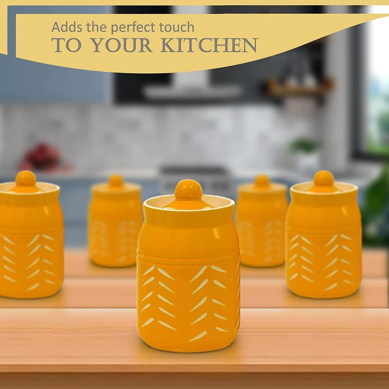 SHRIYAM CRAFT Ceramic Storage Jars 500 grams Jars for dining table Salt Containers Sugar Storage Yellow 1 - Image 5