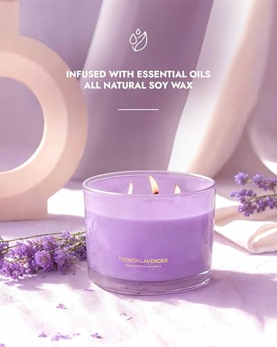 96NORTH Luxury Lavender Soy Candle | Large 3 Wick Jar Candle | Up to 50 Hours Burning Time | 100% Natural Soy Wax | Relaxing Aromatherapy Aesthetic Candle | Housewarming Gift for Women and Men - Image 2