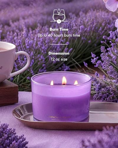 96NORTH Luxury Lavender Soy Candle | Large 3 Wick Jar Candle | Up to 50 Hours Burning Time | 100% Natural Soy Wax | Relaxing Aromatherapy Aesthetic Candle | Housewarming Gift for Women and Men - Image 3