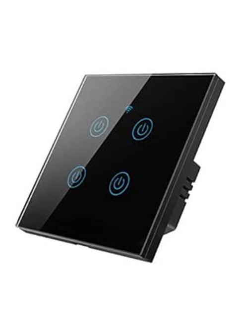 WiFi Smart Wall Light Switch with Touch Button, 4 Gang 1 Way Work, Compatible with Alexa and Google Home, Tuya APP Remote Control, Timing Function, Voice Control Switch For Home & Apartment.