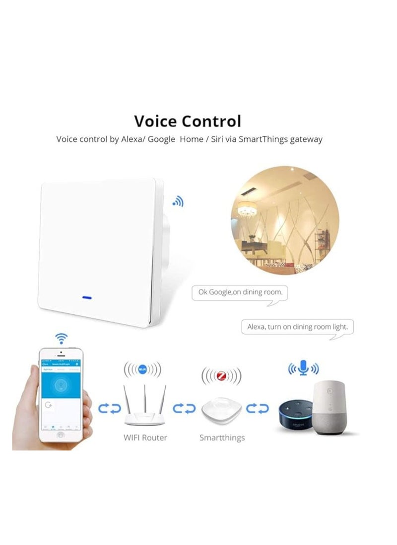 WiFi Smart Wall Light Switch with Touch Button, 4 Gang 1 Way Work, Compatible with Alexa and Google Home, Tuya APP Remote Control, Timing Function, Voice Control Switch For Home & Apartment.
