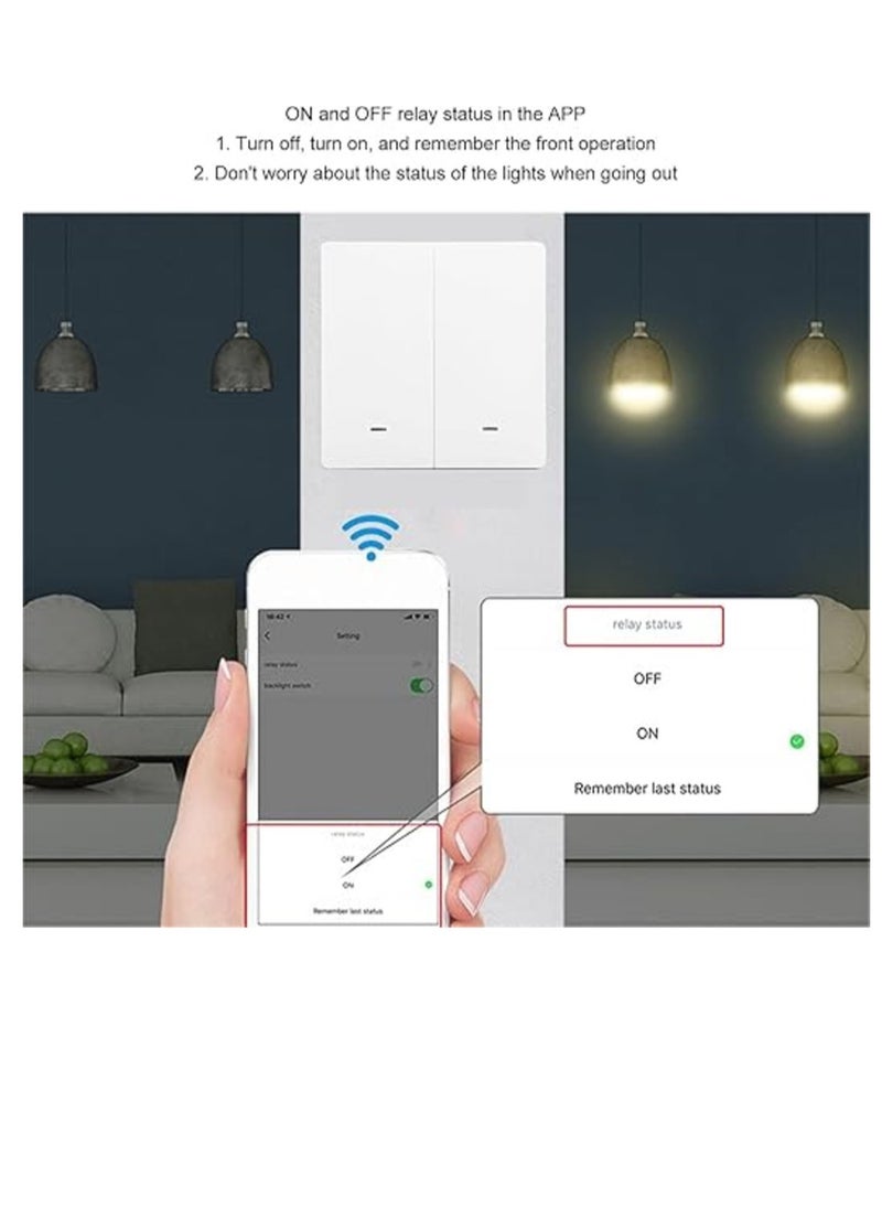 WiFi Smart Wall Light Switch with Touch Button, 4 Gang 1 Way Work, Compatible with Alexa and Google Home, Tuya APP Remote Control, Timing Function, Voice Control Switch For Home & Apartment.