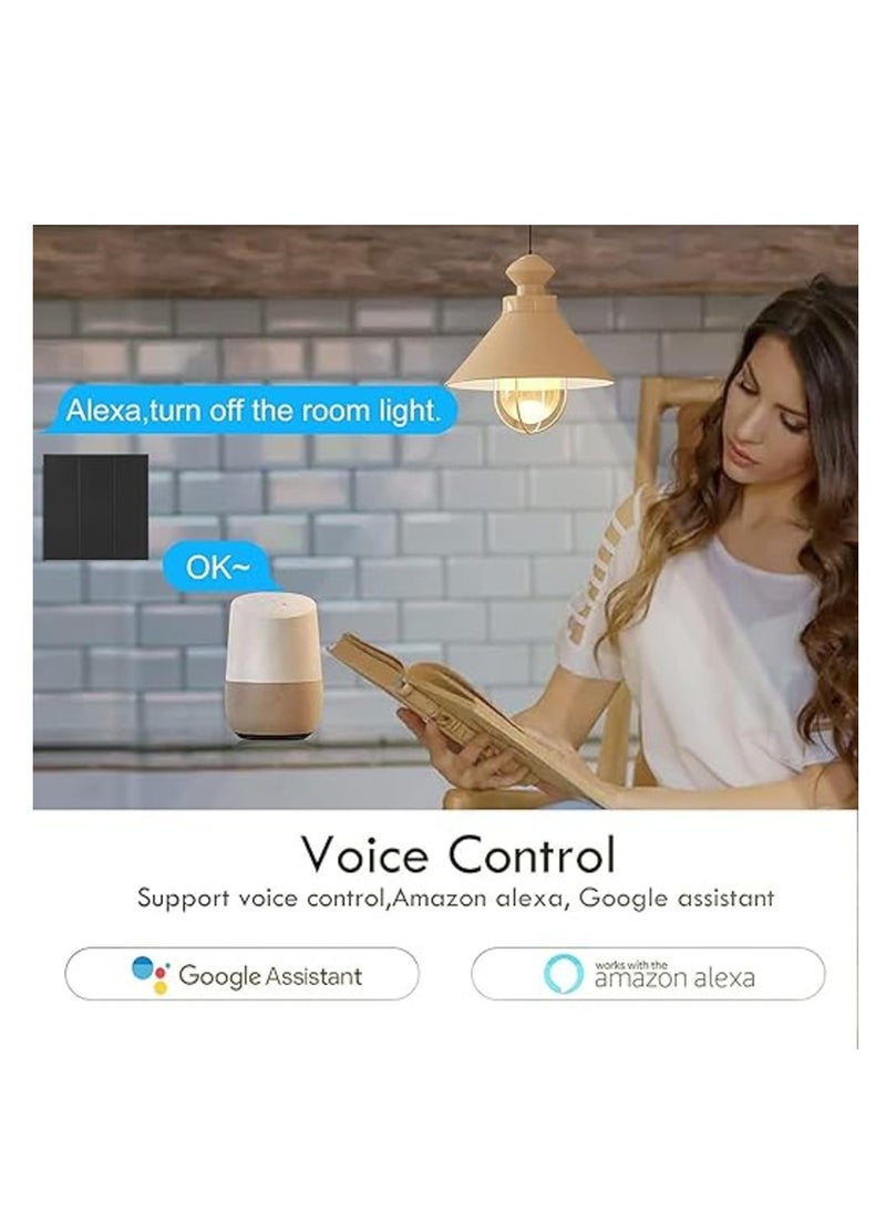 WiFi Smart Wall Light Switch with Touch Button, 4 Gang 1 Way Work, Compatible with Alexa and Google Home, Tuya APP Remote Control, Timing Function, Voice Control Switch For Home & Apartment.
