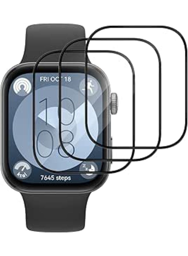 [3 Pack Compatible with Huawei Watch Fit 4 Screen Protector,Curved Edge 3D Anti-Scratch Flexible Ultra Shatterproof Screen Protector Film [Anti-Scratch]-Black - Image 1