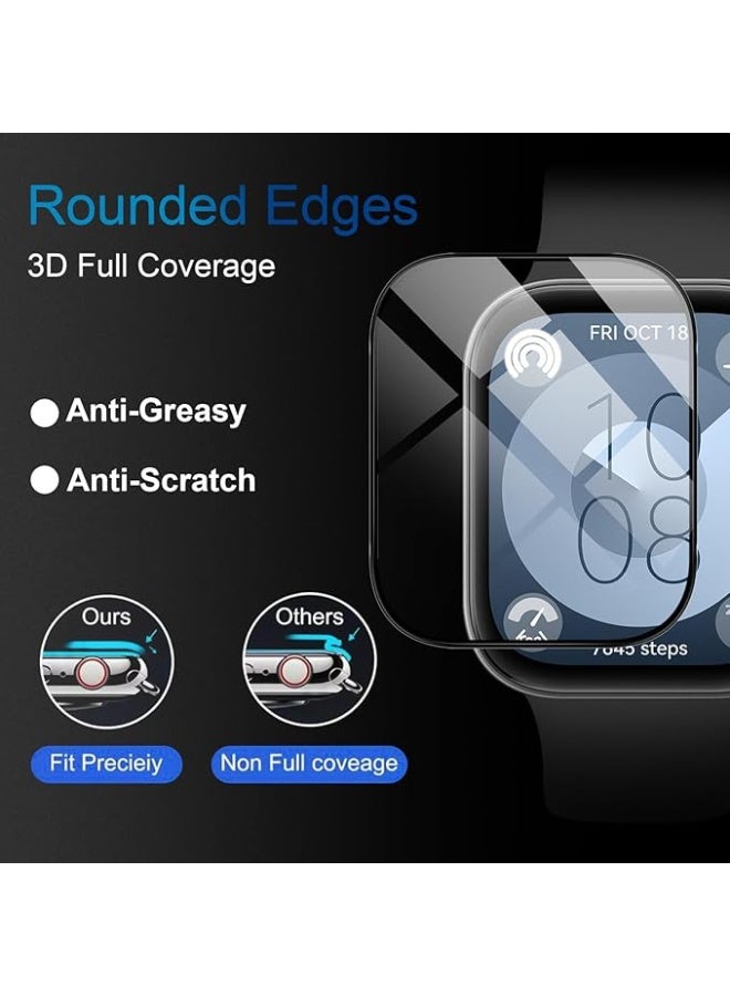 [3 Pack Compatible with Huawei Watch Fit 4 Screen Protector,Curved Edge 3D Anti-Scratch Flexible Ultra Shatterproof Screen Protector Film [Anti-Scratch]-Black - Image 4