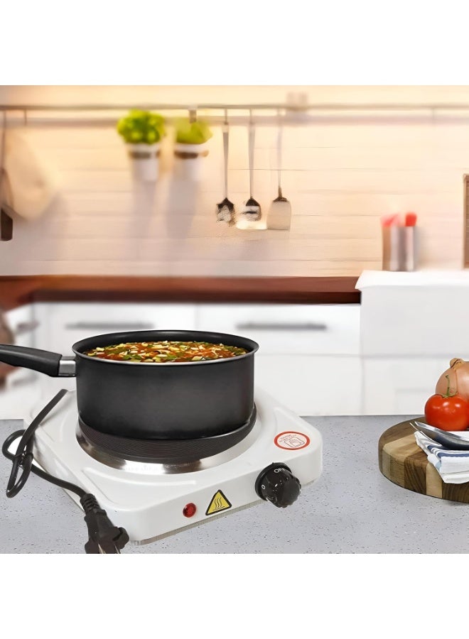Compact, portable electric stove with one burner and non-stick coating, equipped with overheat protection, operates at 1000 watts, ideal for quick and efficient cooking anywhere. - Image 2