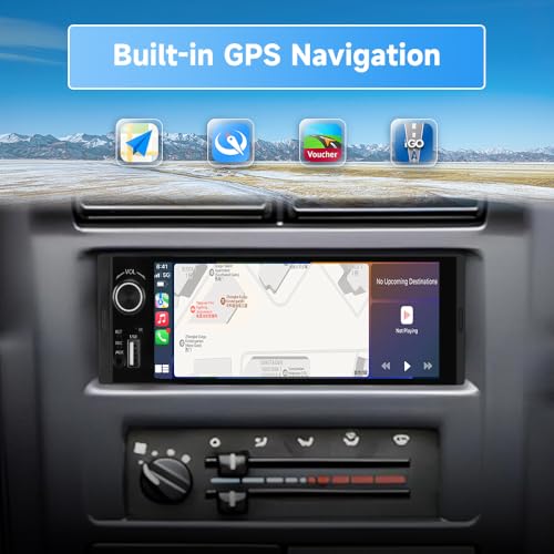 Pyniro Single Din Car Stereo, 6.36 Inch CarPlay & Android Auto HD IPS Touchscreen Radio with Bluetooth with Backup Camera, Support USB Type-C Charging/USB/Mirror Link/Microphone/FM/EQ - Image 4
