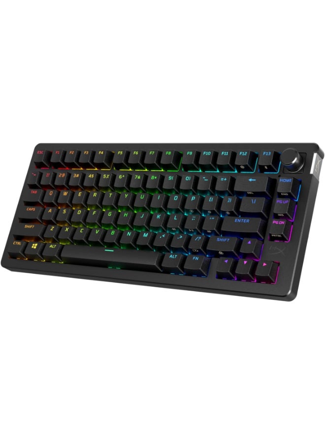HyperX Alloy Rise 75 Wireless 75% Hot Swappable Mechanical Gaming Keyboard, PC, Up to 80 Hours Backlight On, Dual 2.4GHz Wireless and Bluetooth - Black I 91Y91AA#A2N - Image 1