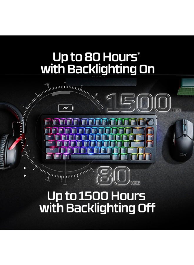 HyperX Alloy Rise 75 Wireless 75% Hot Swappable Mechanical Gaming Keyboard, PC, Up to 80 Hours Backlight On, Dual 2.4GHz Wireless and Bluetooth - Black I 91Y91AA#A2N - Image 2