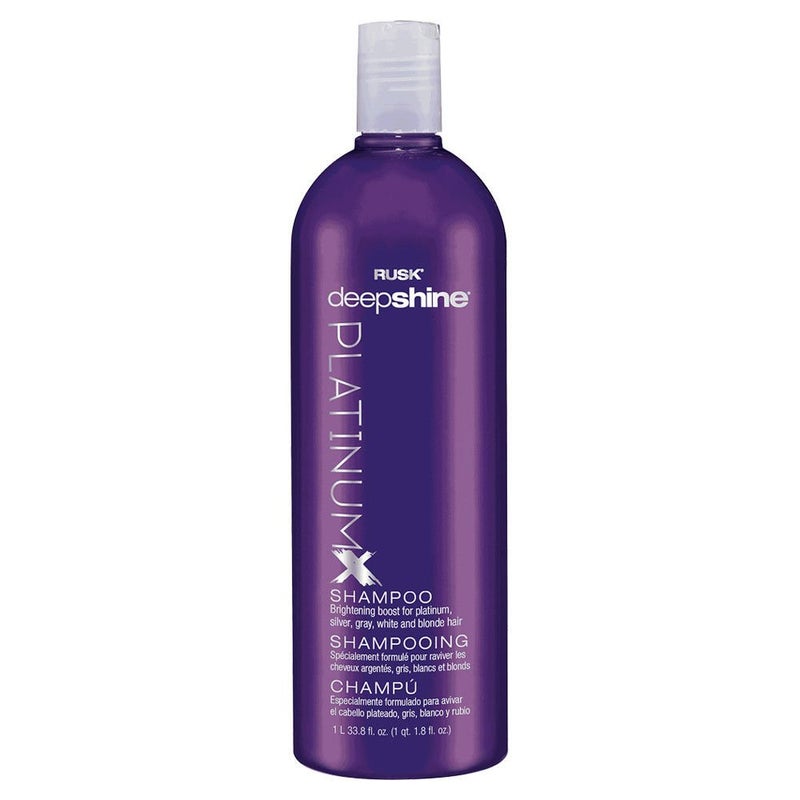 RUSK Deepshine PlatinumX Shampoo, Gentle Cleansing, Brightening Boost for Platinum, Silver, Gray, White, and Blonde Hair, 33.8 oz - Image 1