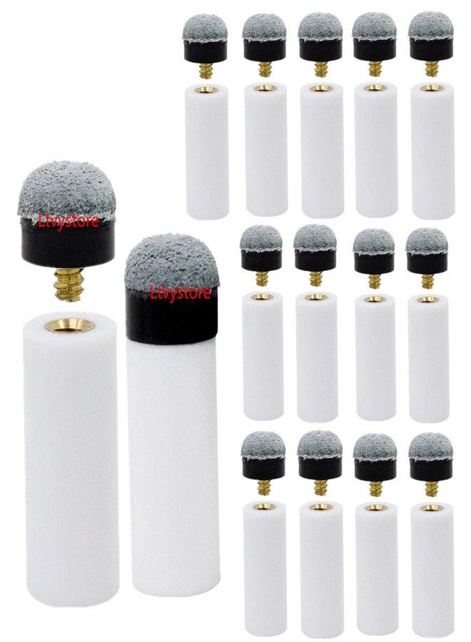 Ltvystore 13mm Soft Grey Cue Tips Billiard Replacement Screw-on Tips with White Pool Cue Stick Ferrules, Durable Professional Snooker Cue Replacement Parts Stick Repair Tool Set, Pack of 30 (13mm) - Image 1