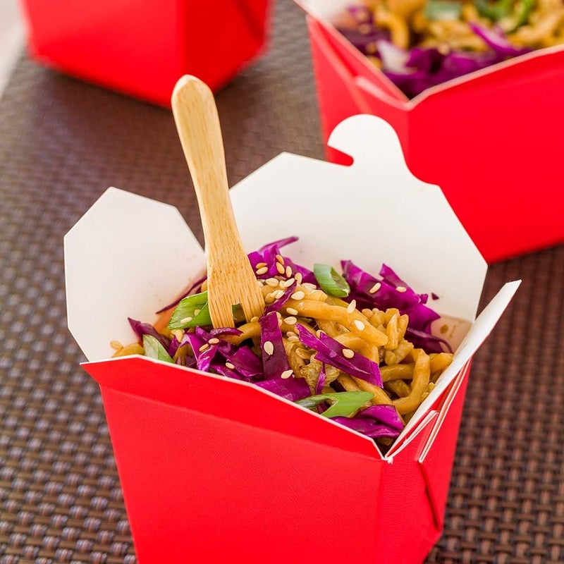 Restaurantware صناديق نودلز قابلة للإزالة سعة 8 أونصات من رستورانت وير 25 صندوق طعام للتوصيل صناديق ورقية حمراء قابلة للتكديس مقاومة للدهون للمطاعم والتموين والحفلات - Image 3