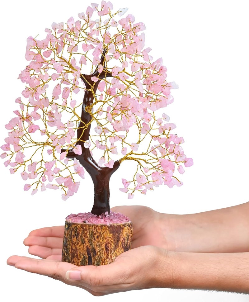 Crocon ® Rose Quartz Crystal Tree of Life - Love & Self-Care Healing Crystals for Positive Energy, Feng Shui Money Tree, Pink Home Room Decor, Birthday Gifts for Women, Mom, Sister, Girlfriend & Her - Image 1