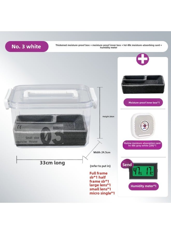 Camera Moisture-proof Box SLR Lens Drying Box Photographic Equipment Electronic Components Tea Collector Sealed Box-Color:No. 3 White + Hd-80 Moisture Absorption Card + Moisture-proof Inner Box (moisture Delivery Thermometer/sealing Strip⚑⚑  - Image 1