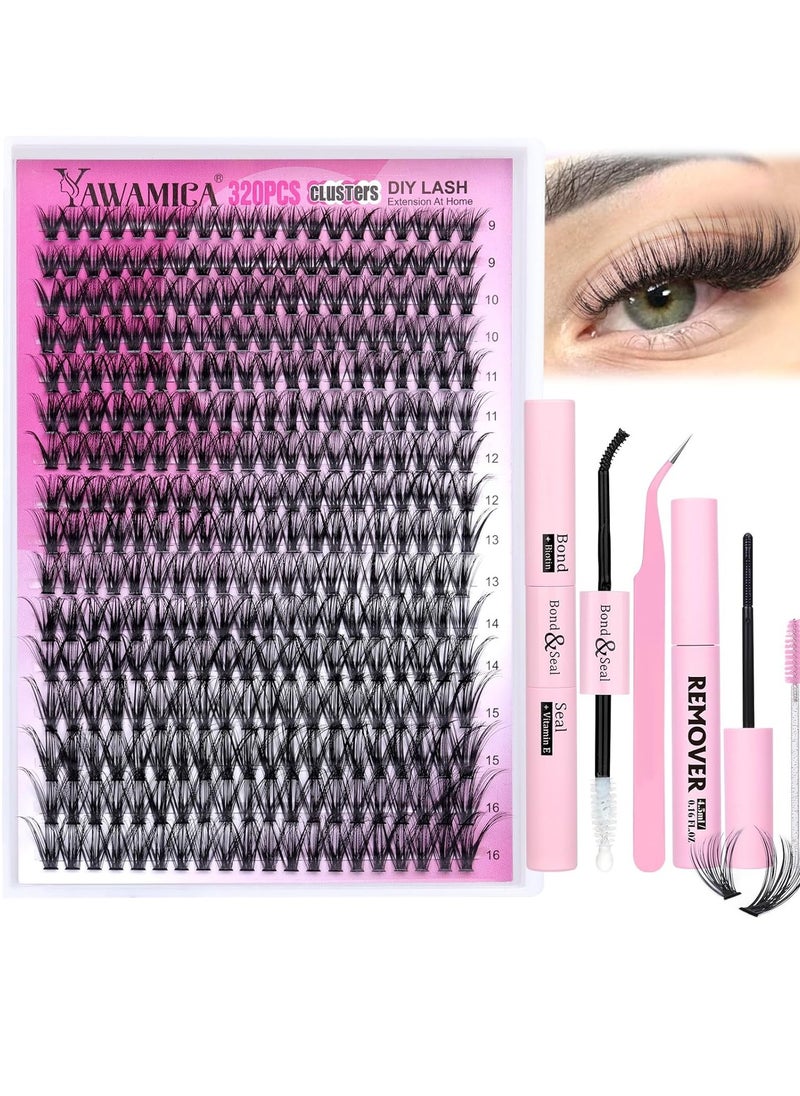 Eyelash Extension Kit 320pcs Lash Clusters D Curl 9-16mm Mix 40D Individual Lashes with Lash Bond and Seal and Remover Lash Applicator for Lash Extension Beginners - pzsku/ZDFCF649509EC70FEFC9DZ/45/_/1732882898/c728b8c6-c9e4-4583-bb33-f75bce25c5b2