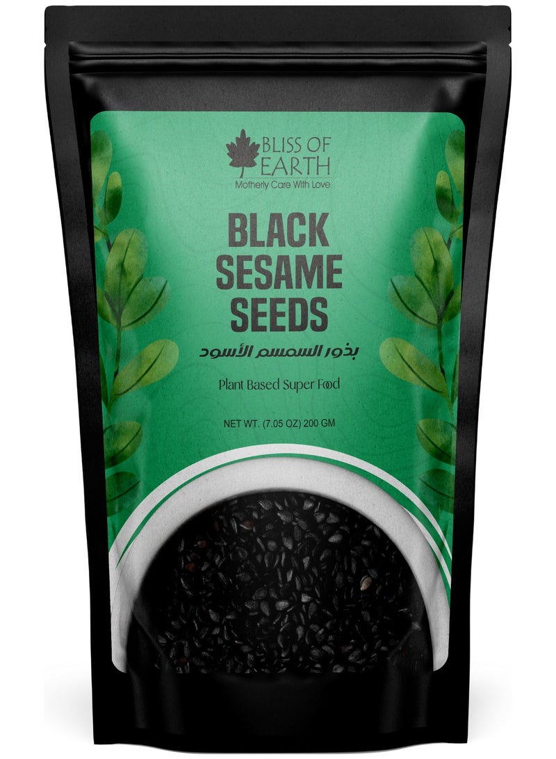 Bliss of Earth Black Sesame Seeds 200g | Premium Unhulled Til Seeds | Calcium Rich Natural Superfood | Perfect for Baking Desserts Sushi Cooking & Toppings | Pure Raw Clean Seeds - Image 1