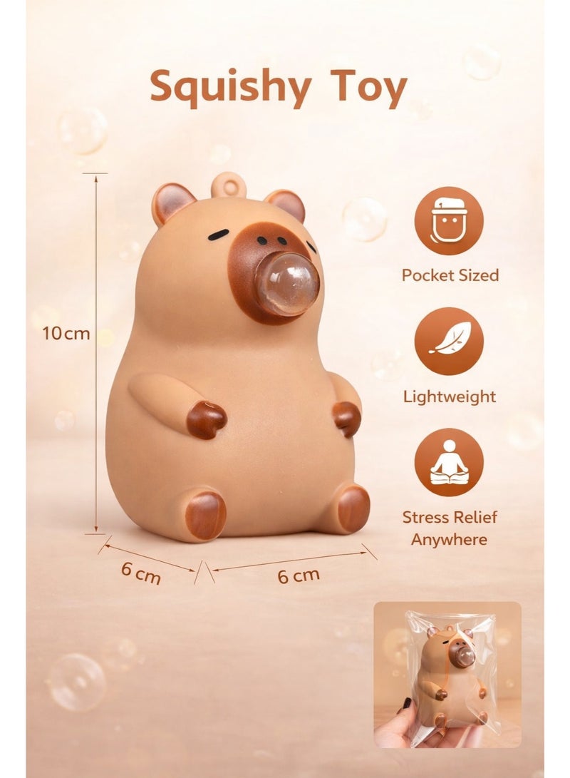Capybara Squishy Bubble Fidget Toy | Squeeze-to-Inflate Stress Relief Popper, Soft Sensory Anti-Anxiety Desk Toy | Cute Decompression Gift for Kids & Adults - Image 5