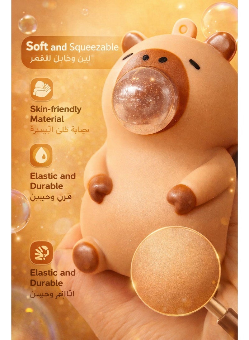 Capybara Squishy Bubble Fidget Toy | Squeeze-to-Inflate Stress Relief Popper, Soft Sensory Anti-Anxiety Desk Toy | Cute Decompression Gift for Kids & Adults - Image 3