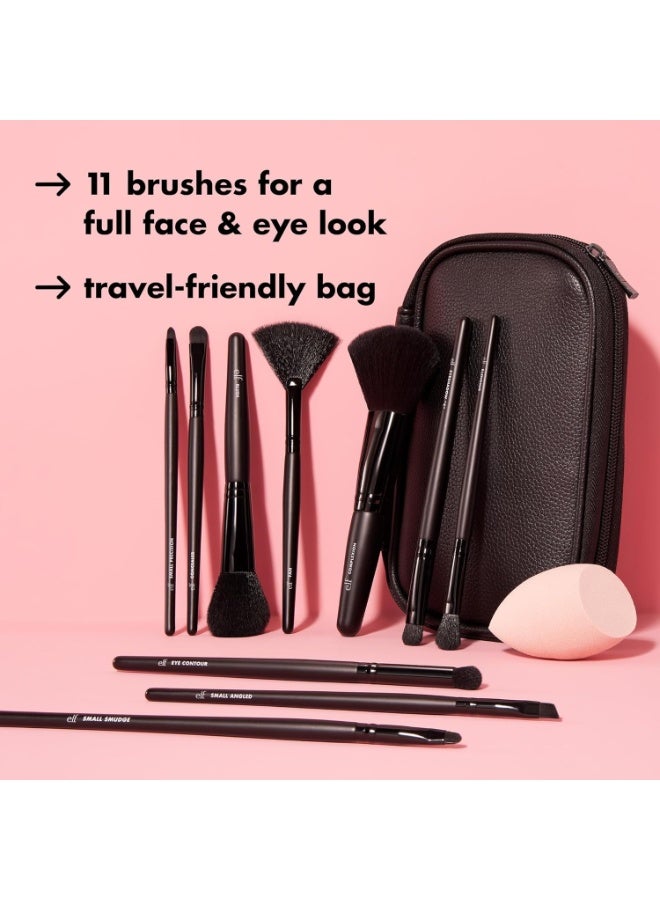 إلف مجموعة فرش مكياج كاملة للوجه والعين، ١١ فرشاة مكياج للأساس والبرونزر وظلال العيون والمزيد، نباتية وخالية من القسوة - Image 3