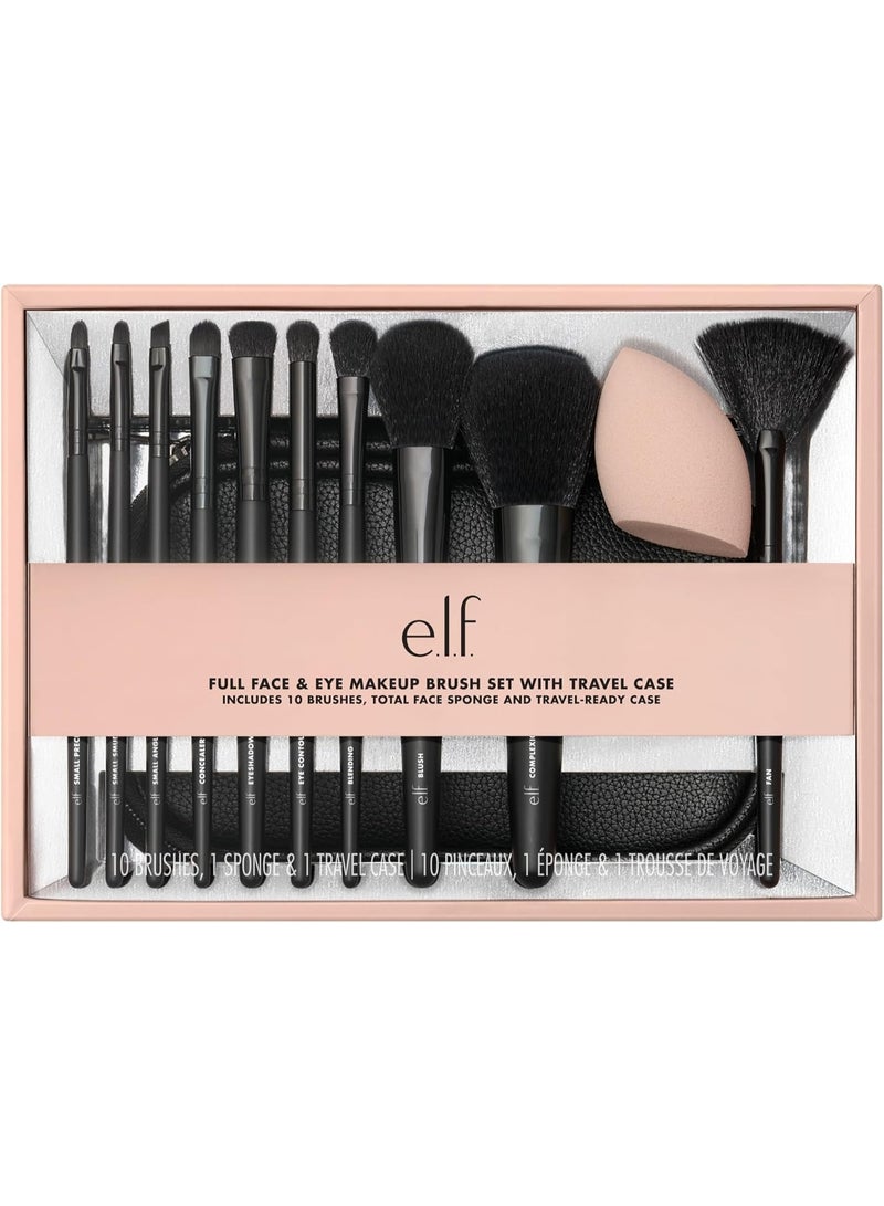 إلف مجموعة فرش مكياج كاملة للوجه والعين، ١١ فرشاة مكياج للأساس والبرونزر وظلال العيون والمزيد، نباتية وخالية من القسوة - Image 1