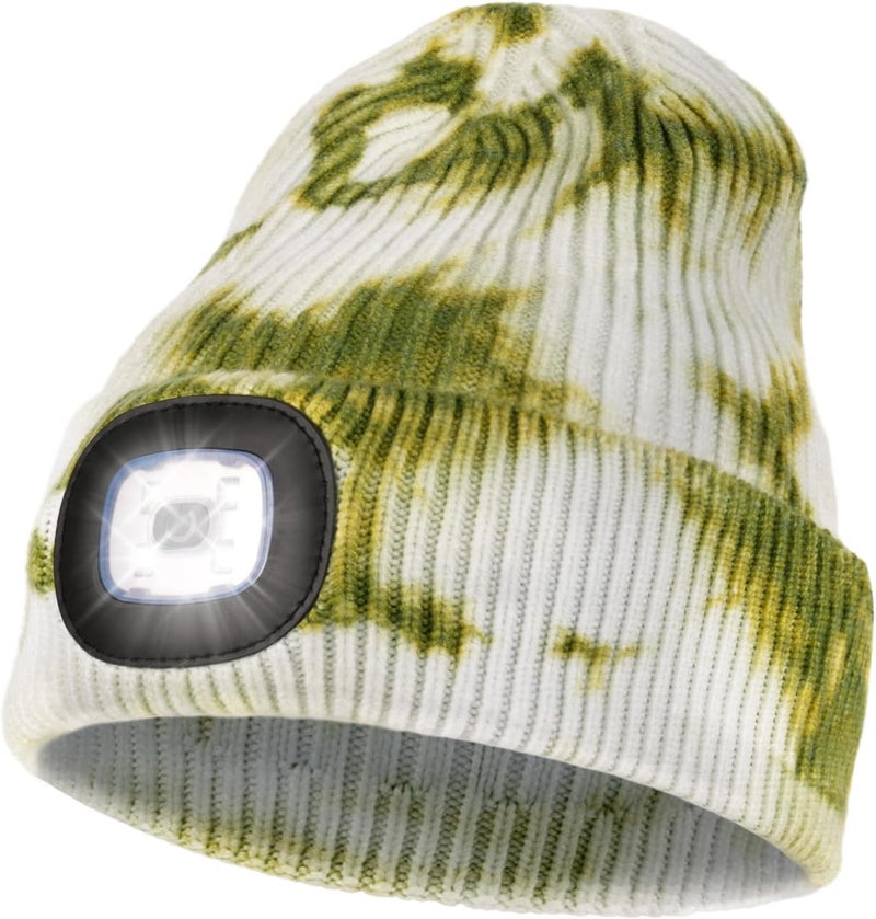 Unisex Hat with Light, USB Rechargeable Hands Free Headlamp LED Beanie, Winter Gifts for Men Dad Father Husband Him