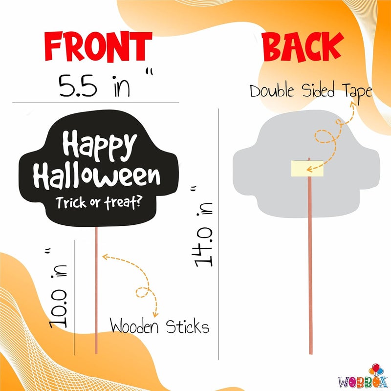 WOBBOX Halloween Party Prop Photo Booth Props DIY Kit with Bunting Banner for Party Supplies Featuring Boo Pumpkin Ghost Halloween Decorations Photo Booth Props (Combo YS) - Image 3