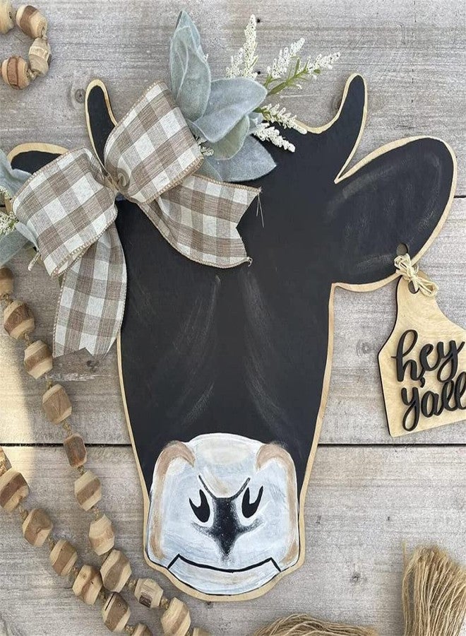 Bonlting Cow Head Door Wreath Welcome Front Door Hanger Sign Cow Print Door Sign for Farmhouse Wall Home Holiday Decoration - Image 3