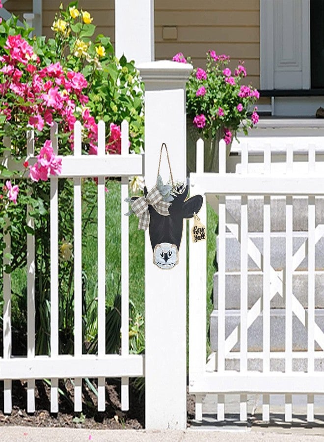 Bonlting Cow Head Door Wreath Welcome Front Door Hanger Sign Cow Print Door Sign for Farmhouse Wall Home Holiday Decoration - Image 5