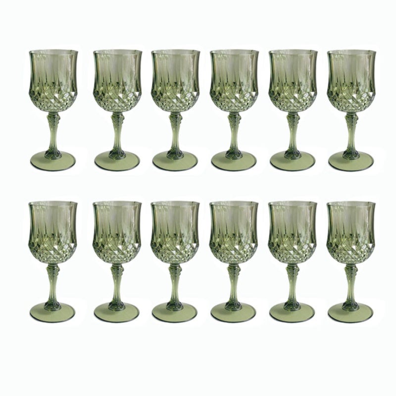 Disposable Plastic Cups - 12 Pcs Transparent Drinkware - Elegant Vintage Design for Weddings Events Parties - Image 5