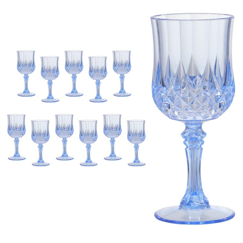 Disposable Plastic Cups - 12 Pcs Transparent Drinkware - Elegant Vintage Design for Weddings Events Parties - Image 3