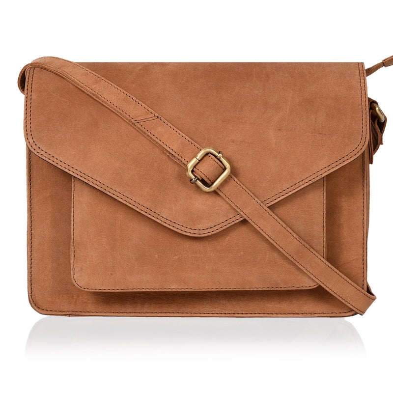 Ozora Leather Flapover Crossbody Handbag Purse for Women with Adjustable Strap & Overflap Snap Closure Tote/Bag (Cognac Hunter) - Image 1