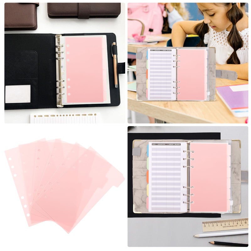 Purple A6 Plastic Binder Dividers 6pcs Set Detachable Index Pages for Notebook Planner Filing - Image 5