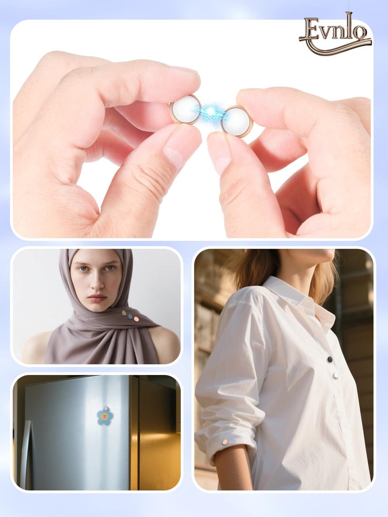 Evnlo 12 Pairs Strong Hijab Magnets, Thin Pinless Magnetic Hijab Pins for Scarf, Shirt, Veil, Dressâ€“ No-Snag Matte, Multi-Use for Women - Image 3
