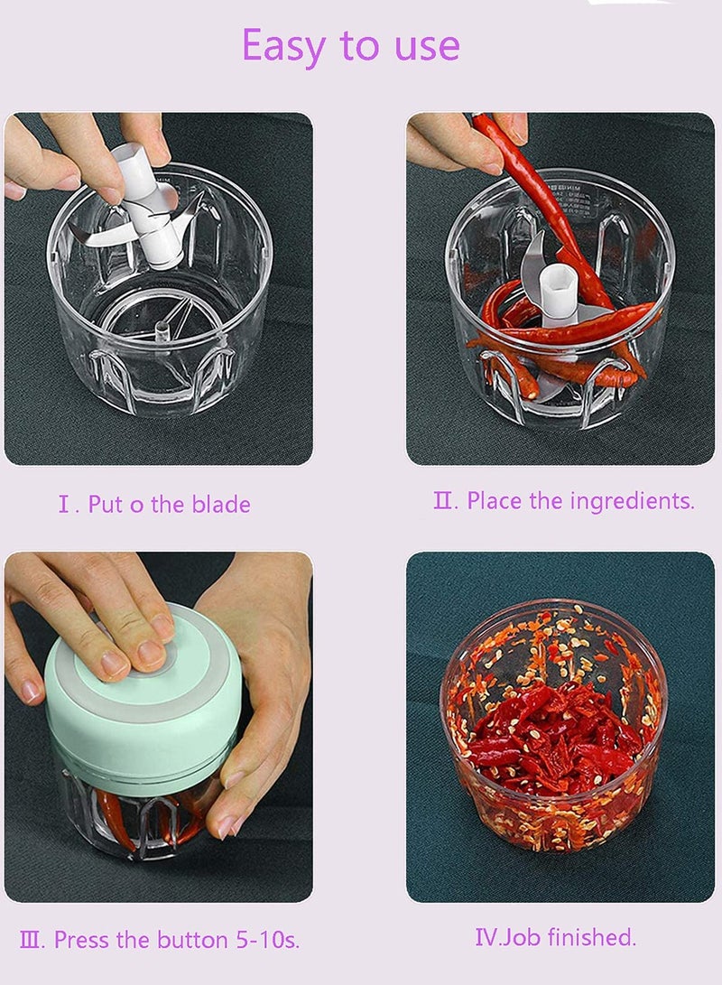 Electric Garlic Chopper 250ml Food Chopper Usb Mini Vegetable Chopper Garlic Chopper Onion Chopper Portable Small Food Processor Suitable For Garlic, Ginger, Chili, Vegetables, Green  - Image 4