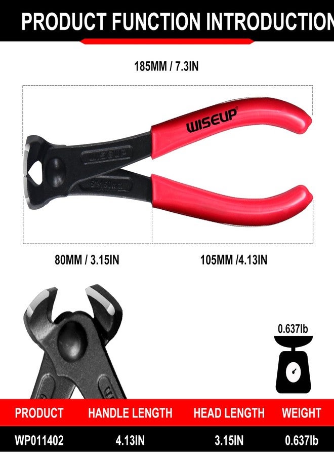 وايزأب كماشة سحب الأظافر من WISEUP، مقاس 7 بوصات، مصنوعة من الفولاذ الكروم الفاناديوم باللون الأسود، كماشة قطع طرفية، لأداة إزالة الدبابيس أو أدوات تركيب الأرضيات (7 بوصات) - Image 3