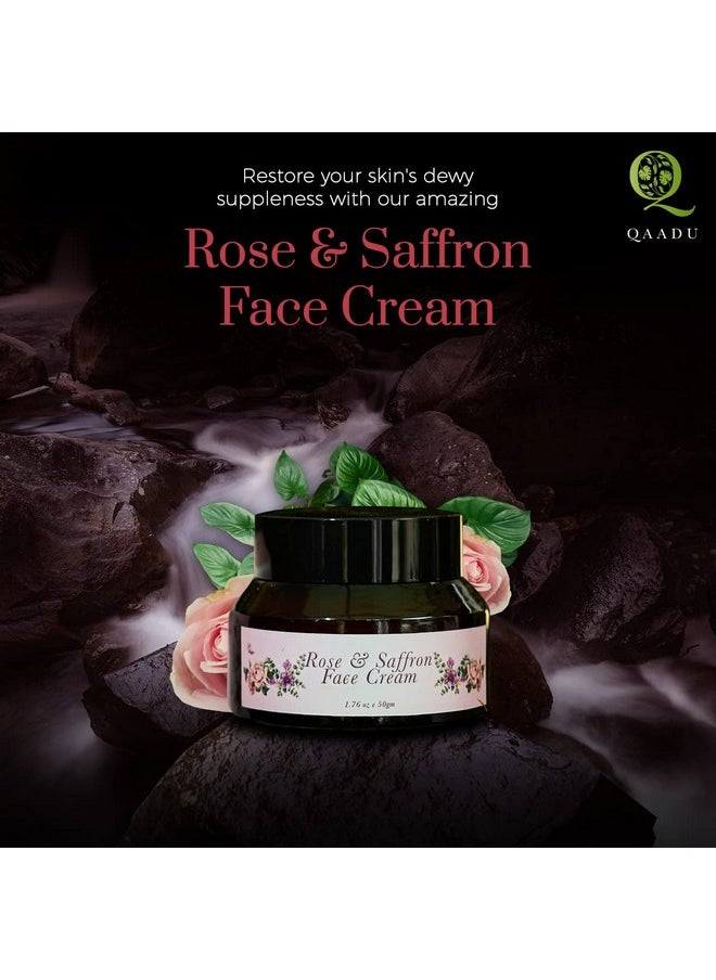 QAADU Rose & Saffron Face Cream With Ashwagandha For Wrinkles, Patchy Complexion | Anti-Aging Cream For Women, Oil Free Moisturizer Suitable For All Skin Types | 50Gm  - Image 4