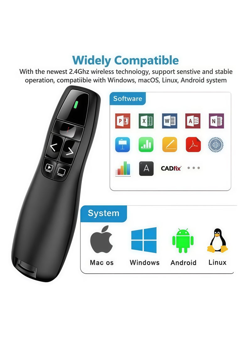 وايرلس مُعَرِّض PPT لاسلكي 2.4G مع قلم ليزر أحمر و جهاز تحكم عن بعد عبر USB - Image 3