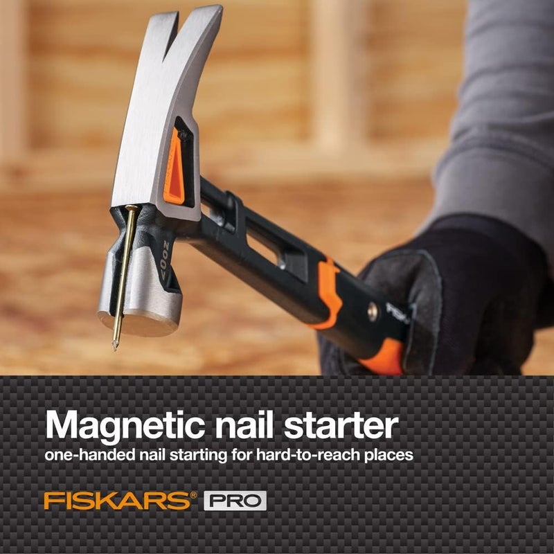 Fiskars Pro IsoCore 20 oz General Use Hammer 155 with Rip Claw ShockAbsorbing Grip and Magnetic Nail Starter Home Improvement DIY and Carpenter Tools - Image 5