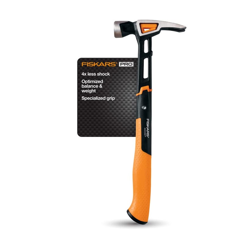 Fiskars Pro IsoCore 20 oz General Use Hammer 155 with Rip Claw ShockAbsorbing Grip and Magnetic Nail Starter Home Improvement DIY and Carpenter Tools - Image 2