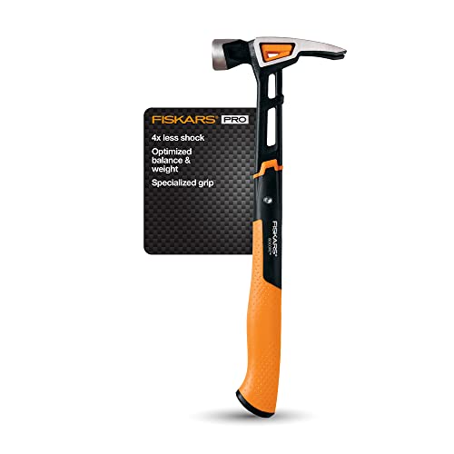 Fiskars Pro IsoCore 20 oz General Use Hammer 155 with Rip Claw ShockAbsorbing Grip and Magnetic Nail Starter Home Improvement DIY and Carpenter Tools - Image 1