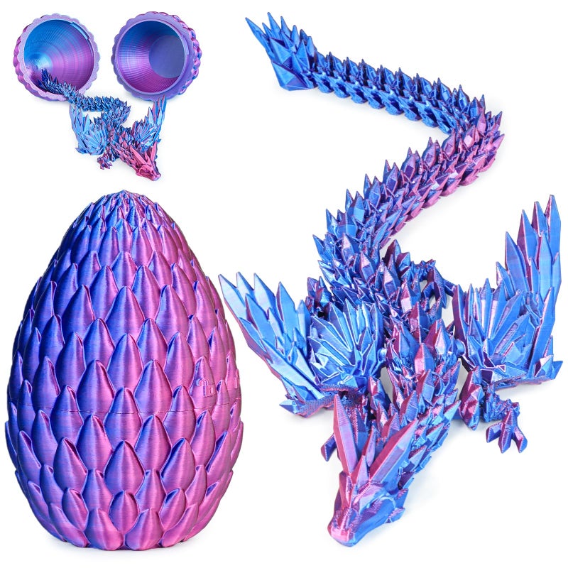 Olee Odee 3D Printed Dragon Eggs with Articulated Fly Dragon Inside Collectible Figurines Fidget Toy for Adults Kids Birthday Easter Christmas White Elephant Gifts for Friends ColleaguesPurple M size - Image 3