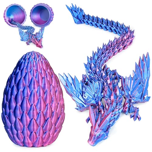 Olee Odee 3D Printed Dragon Eggs with Articulated Fly Dragon Inside Collectible Figurines Fidget Toy for Adults Kids Birthday Easter Christmas White Elephant Gifts for Friends ColleaguesPurple M size - Image 1