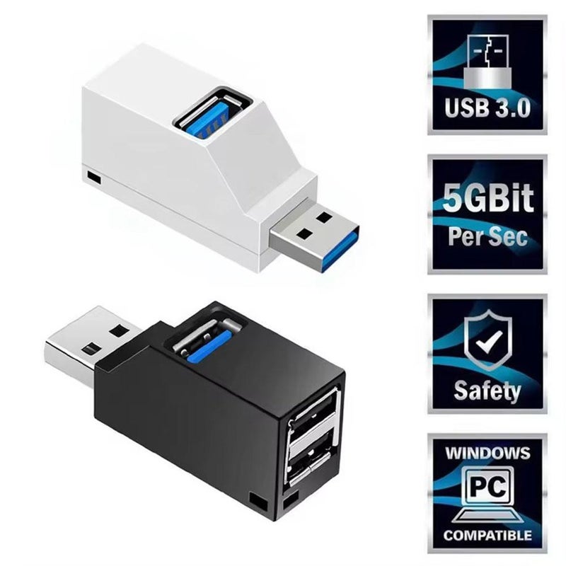 Portable multi-interface hub splitter with USB 3.0 high-speed hub, 3-port expansion hub, mini 1-to-3 splitter - Image 4