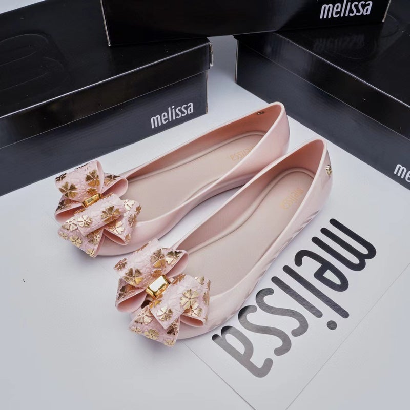 2024 Melissa Jelly Flats Butterfly Knot Fish Mouth Sandals Pink