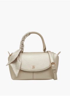 Flora Bella By Shoexpress Women Solid Crossbody Bag with Top Handle and Scarf Detail  - Image 1