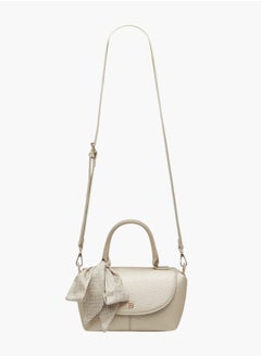 Flora Bella By Shoexpress Women Solid Crossbody Bag with Top Handle and Scarf Detail  - Image 3