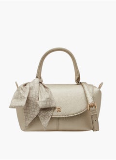 Flora Bella By Shoexpress Women Solid Crossbody Bag with Top Handle and Scarf Detail  - Image 2