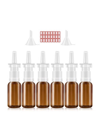Nasal Spray Bottle, 6 Pcs 30ML/1oz Glass Amber, Refillable Fine Mist Sprayers Atomizers, Small Empty Nasal Sprayer with Funnels and Labels - pzsku/ZDFD01783F64EFCAFCD6BZ/45/_/1717031569/e9fc42ff-155b-47d5-98c0-5ce729fc2386