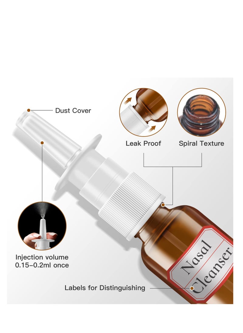 Nasal Spray Bottle, 6 Pcs 30ML/1oz Glass Amber, Refillable Fine Mist Sprayers Atomizers, Small Empty Nasal Sprayer with Funnels and Labels